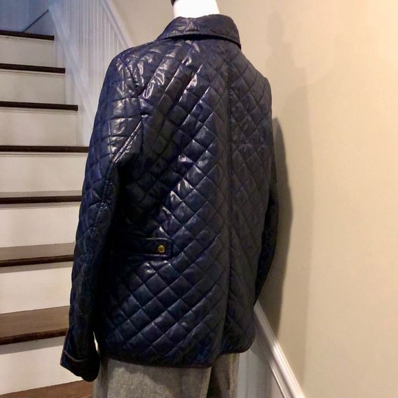 TOMMY HILFIGER Navy Quilted Jacket with Brown Corduroy Collar & Cuffs Sz XL - Picture 6 of 12